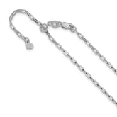 14K White Gold Adjustable 2mm Flat Cable Chain